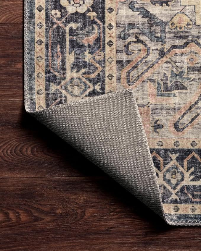 Loloi Hathaway Collection HTH-01 Navy/Multi 2'-3" x 3'-9", .25" Thick Accent Rug, Soft, Durable, Printed, Modern, Low Pile, Non-Shedding, Easy Clean, Living Room Rug