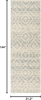 SAFAVIEH Adirondack Collection Runner Rug - 2'6" x 12', Ivory & Light Blue, Modern Diamond Distressed Design, Non-Shedding & Easy Care, Ideal for High Traffic Areas in Living Room, Bedroom (ADR131T)