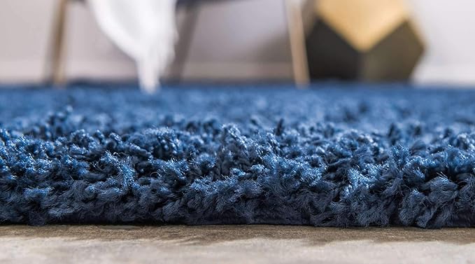 Unique Loom Solid Shag Collection Area Rug (8' x 10' Rectangle, Sapphire Blue/ Navy Blue)