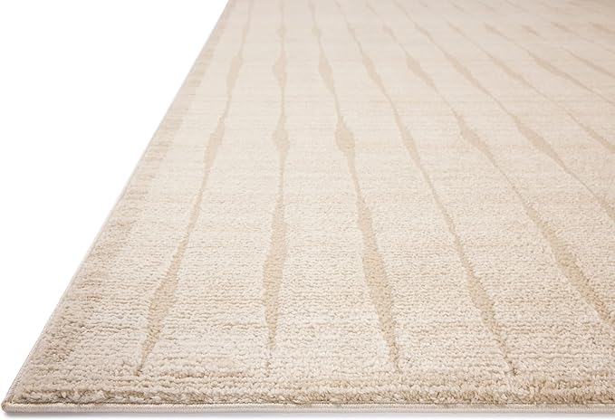 Loloi Chris Loves Julia Calvin Collection CLV-02 Ivory/Oatmeal 2'-3" x 3'-10" Accent Rug Checkered Neutral Soft Living Room Bedroom Carpet