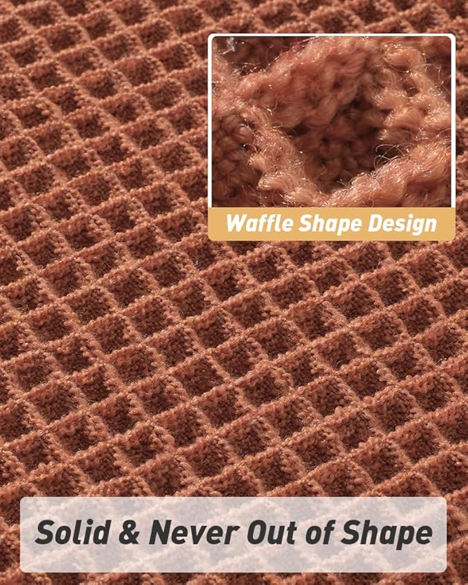 AMOAMI Upgraded Waffle Bath Mat, Super Absorbent Non Slip Bath Mats for Bathroom Floor, Machine Washable Bathroom Rugs with Tassels, Rubber Backed Bathroom Mats, Ultra Soft, 20" x 32", Dirty Orange