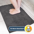 Muddy Mat® AS-SEEN-ON-TV Highly Absorbent Microfiber Door Mat and Pet Rug, Non Slip Thick Washable Area and Bath Mat Soft Chenille for Kitchen Bathroom Bedroom Indoor and Outdoor - Charcoal 36" x 120"