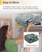 Area Rugs 8'x10' Washable Non-Slip, Floral Vintage Distress Print Pattern Medallion Carpet for Living Room Bedroom Dining Room, Dark Blue Vintage