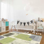Sage Green Rectangular Area Rugs for Living Room Bedroom 5 x 8 ft Abstract Paint Texture Modern Art Non-Shedding Soft Low Pile Rug Non Slip Washable Rug for Nursery Entryway Playroom