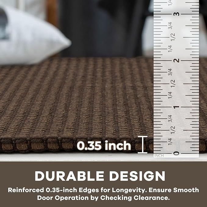 KOZYFLY Runners for Hallways 2.6x8 ft Washable Kitchen Runner Non Slip Rubber Backed Hall Runners Cotton Entryway Runner Rugs Floor Carpet for Indoor Backdoor Bedroom Kitchen, Reddish Brown/Coffee