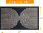 Modern Rainbow Area Rug 3x5 Black Soft Non-Skid Washable Indoor Outdoor Rug, Abstract Living Room Bedroom Carpet for Home Office Patio