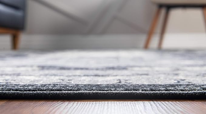 Unique Loom Taftan Collection Border Geometric Tribal Inspired Design Area Rug (9' 0 x 12' 0 Rectangular, Black/ Gray)