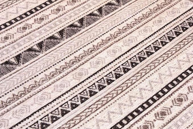 Alfa Rich 7x10 White Black Gray Washable Area Rugs for Living Room Bedroom Kitchen Cotton Decor Rug
