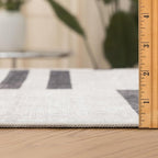 ReaLife Rugs Machine Washable Area Rug Runner - Living Room Bedroom Bathroom Kitchen Entryway Office -Non-Slip Baking Low Pile Stain Resistant Premium - Modern Geometric Loki-Beige & Black 2'6" x 6'