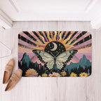 Erosebridal Boho Butterfly Bath Mat Hippie Yin and Yang Non Slip Bath Rugs Rainbow Geometric Striped Cozy Bathroom Rug 16x24 Bohemian Swirl Spiral Bathroom Accessories Minimalism Mountain Bedroom Rug