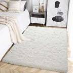 Beglad Fluffy Large Area Rugs 8x10 Feet, Modern Minimalist Style Shag Fuzzy Rugs, Non-Slip Indoor Carpet Soft Rugs for Kids Room, Bedroom & Living Room, Cream White