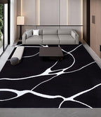 YIHOUSE Modern Washable Area Rug for Living Room Bedroom - Large Abstract Black and White Rug Non-Slip Ultra-Thin Home Decor (Dark Warping, 6'x9'ft)