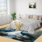 Peacock Rug 3x5-3x5 Rug, Peacock Couples Area Rugs for Bedroom, Nature Waterfall Rugs for Living Room, Animal Bird Washable Mat, Teal Turquoise Carpet - Peafowl Home Decor & Gifts