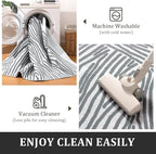 YIHOUSE Grey Rug for Living Room, 5×7 Modern Abstract Area Rug, Geometric Contemporary Wave Striped Rugs for Playroom Nursery, Washable Nonslip Large Rug for Bedroom Dining Room