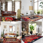 Vintage Boho Area Rugs Multicolor Ethnic Style Geometric Splicing Carpets Bedroom Living Room Kitchen Floor Mats Indoor Outdoor Non-Shedding Runner Rug Home Décor Carpet 3' X 5'