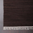 Rugsotic Carpets Hand Woven Flat Weave Kilim Wool ECO-Friendly Area Rugs - 8'x8', Square Shape, Dark Brown Color, Solid Plain Design, Low Pile Handmade Rugs for Living Room, Bed Room (D00111)