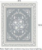SOULFUL Medium Pile 8x10 Rugs for Living Room - Cozy Soft Underfoot Large Area Rug - Greige Boho Floral - Washable Non-Slip - Perfect for Bedroom Kids Room Under Dining Table Office