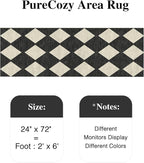2x6 Runner Checkered Rug for Hallways Black Washable Long Carpet Non-Slip Low Pile Boho Indoor Accent Throw Rug for Entrance Kitchen Bedroom Dining Laundry