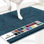 Muddy Mat® Shown on TV–Super Absorbent Microfiber Dog Door Mat for Muddy Paws, Non-Slip Washable Pet Rug, Quick Dry Chenille Entryway Carpet, Machine Washable Indoor Outdoor mat–Atlantic Blue 35"x24"