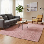 Modern Herringbone Chevron Collection Handcrafted Wool Area Rug - Durable, Zigzag Pattern, for High Traffic, Contemporary Design for Living Room, Bedroom, Dining Room Decor (Blush Pink, 5' round)