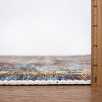 Bloom Rugs Washable Non-Slip 7 ft Runner - Blue/Orange Traditional Bordered Runner for Entryway, Hallway, Bathroom, and Kitchen - Exact Size: 2.5' x 7'