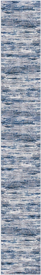 2.6x18 Modern Abstract Runner Rug for Hallways, Navy Blue Gray Neutral Multi Super Soft Hallway Decor Kitchen Rugs with Non-Slip, Non-Shedding Washable Rug for Entryway Bedroom Indoor