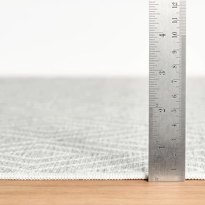 Dash & Albert Diamond Platinum/White Machine Washable Rug, 7.5 X 9.5 Feet, White Geometric Pattern