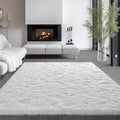 Zentavio White Living Room Rugs 8x10 Large Area Rugs for Bedroom Soft Fluffy Furry Shag Aesthetic Carpet Plush High Pile Floor Rug for Nursery Kids Room Dorm Home Decor