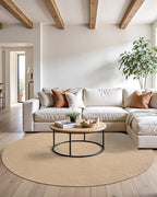 DEXI Round Jute Rug Natural Fiber 6x6, Braided Woven Area Rugs No Shed, Large Soft Neutral Rustic Carpet Mat for Indoor Outdoor Patio Dining Living Room Bedroom Farmhouse, 6ft, Beige