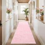 RUGSREAL Modern Runner Rug 2.5x8 Stain Resistant Washable Kitchen Runner Carpet ith Rubber Backing Low Pile Contemporary Solid Color Entryway Mat Ultra Soft Rug for Living Room Bedroom, Pink