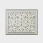 EVERGRACE Area Rugs for Living Room 8x10, Boho Floral Faux Wool Indoor Outdoor Rugs, Washable Rugs for Bedroom Dining Room Entryway Kitchen, Low Pile Floor Mat Carpet for Home Decor, Cool Gray