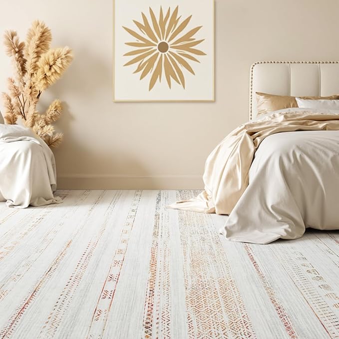 6x9 Area Rugs for Living Room Machine Washable Rug Distressed Indoor Carpet Neutral Moroccan Boho Rug Ultra Soft Area Rug for Bedroom Dining Room Playroom Office, Multi-Color