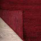Hand Knotted Loom Wool ECO-Friendly Area Rugs - 2'6''x10', Runner, Dark Red Color, Solid Plain Design, High Pile Handmade Anti Skid Area Rugs for Living Room, Bed Room (L00111)