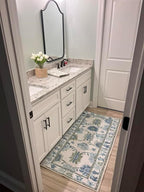 Fame Living Green Oushak Rug, Vintage Turkish Eclectic Floral Pastel Large Oversized Area Rugs for Living Room Dining Bedroom Kitchen Bathroom (55 CGRN, 2'5'' x 6'6)