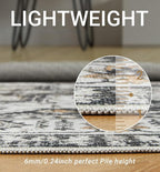 zesthome 5x7 Area Rugs, Machine Washable Rugs for Living Room, Bedroom,Stain Resistant Vintage Large Area Rug,Non-Slip Medallion Pattern Home Decor Rugs (Black,5'x7')