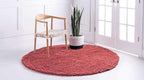 Unique Loom Davos Shag Collection Area Rug - Solid (5' 3" Round, Poppy)