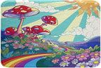 Erosebridal Cute Mushroom Rugs 70s Theme Rainbow Fluffy Rugs for Kids Girls Vintage Retro Sun Stars Indoor Entry Rug 16x24 Hippie All Seeing Eye Non Slip Bathroom Carpet Groovy Flower Floor Mats