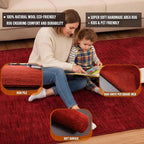 Rugsotic Carpets Hand Knotted Loom Wool ECO-Friendly Area Rugs - 3'x5', Rectangle, Red Color, Solid Plain Design, High Pile Thick Handmade Anti Skid Area Rugs for Living Room, Bed Room (L00111)