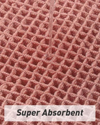 AMOAMI Upgraded Waffle Bath Mat, Super Absorbent Non Slip Bath Mats for Bathroom Floor, Machine Washable Bathroom Rugs with Tassels, Rubber Backed Bathroom Mats, Ultra Soft, 17" x 24", Coral