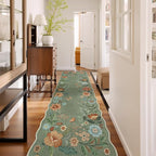 Lahome Floral Hallway Runner Rug Non Slip, 2'6''x10' Washable Runner Rug Soft Ultra-Thin Soft Kitchen Runners for Hallways, Distressed Carpet for Entryway Bathroom(Green)