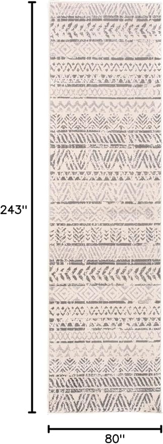 Rugshop Geometric Boho Perfect for high Traffic Areas of Your Living Room,Bedroom,Home Office,Kitchen Runner Rug 2'7" x 8' Gray