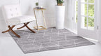 Unique Loom Trellis Frieze Collection Area Rug - Geometric (7' 10" Square, Light Gray/ Ivory)