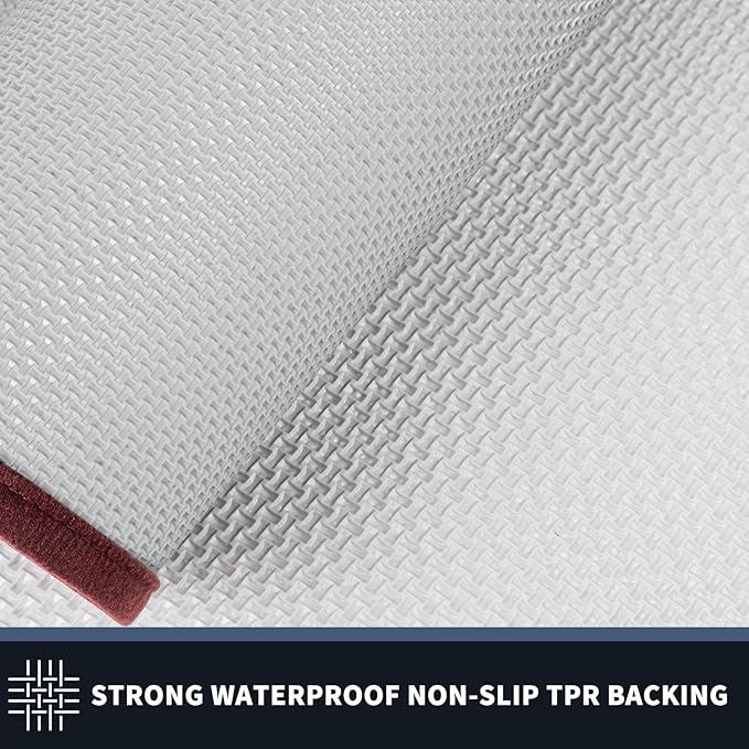 PURRUGS Dirt Trapping Door Mat 32" x 48", Non-Slip/Skid Machine Washable Entryway Rug, Shoes Scraper, Throw Rug, Super Absorbent Area Rug for Muddy Wet Shoes and Paws, Pink & Burgundy Red