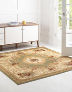 Unique Loom Versailles Collection Traditional Classic Floral Motif Area Rug (10' 0 x 10' 0 Square, Green/ Ivory)