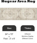 HUGEAR 2x6 Runner Rug Hallway Vintage Brown Machine Washable Neutral Floral Low Pile Carpet Vacuumable Thin Long Throw Rug Bedroom Office Bathroom Kitchen Laundry Non Slip Soft Lightweight