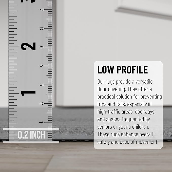 Ottomanson 2' x 43' Hallway Runner with Scraper Pile Extra Durable Non-Slip Rug Mat for Indoor & Outdoor Use - Ideal for Kitchen, Entryway, Patio & Garage - High-Traffic Carpet, Gray