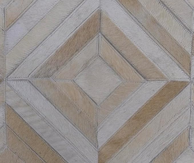 Premium Diamond Patterned Leather Area Rug, Luxury Non Slip Floor Accent for Dining Room, Living Room, Entryway, Elegant Collection Indoor Carpet, Color: White, Size: 8X10 ft