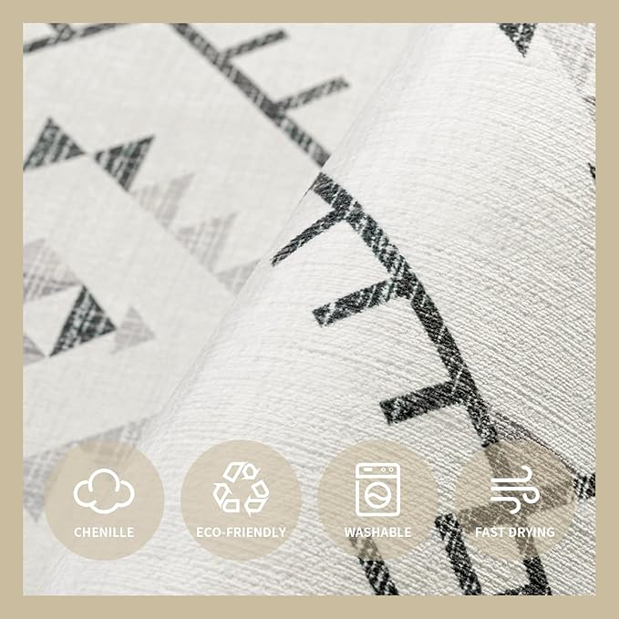 ILANGO Area Rug 3'x5' for Living Room Bedroom Washable Moroccan Boho Rugs for High Traffic Area Non Slip & Non-Shedding Rugs Fade Resistant Carpet for Doorway Entryway Kitchen Laundry (White)
