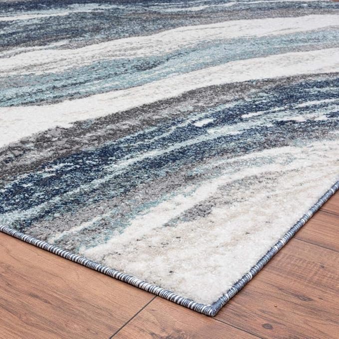 LUXE WEAVERS Lagos Collection 7983 Blue 9x12 Art Deco Area Rug