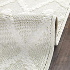 Antep Rugs Palafito 2x7 Geometric Shag Diamond High-Low Pile Textured Indoor Runner Rug (White, 2' x 7')